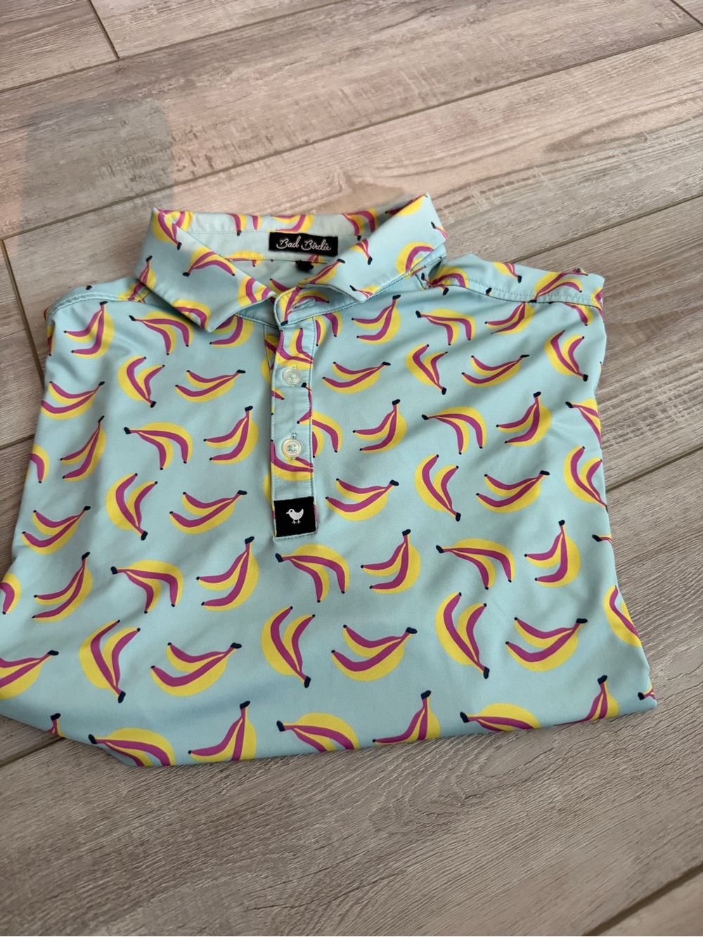 Bad Birdie Blue Banana-Print Men's Polo Shirt